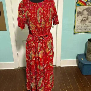 Silhouette Paisley, smocked midi 90s retro dress NWT